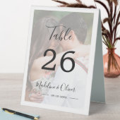 Plaque De Table Mariage Photo Élégant Script Moderne (En SItu (Tableau))