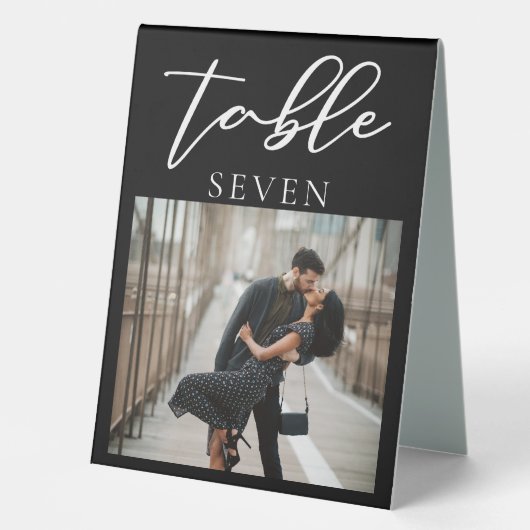 Plaque De Table Mariage photo simple noir Numéro de table (Recto)