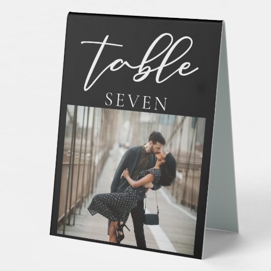 Plaque De Table Mariage photo simple noir Numéro de table (Verso)