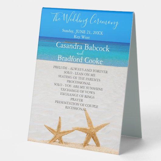 Plaque De Table Mariage plage 2 Starfish dans le sable Mariage ven (Recto)