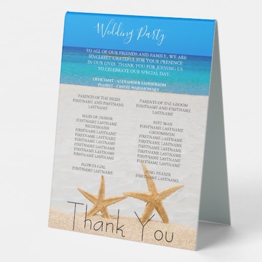 Plaque De Table Mariage plage 2 Starfish dans le sable Mariage ven (Verso)