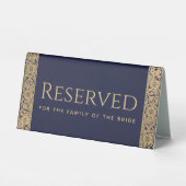 Plaque De Table Mariage Réservé Mariée Famille Marine Blue Gold Ro (Verso)