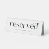 Plaque De Table Mariage Réservé Simple et Élégant Moderne (Recto)