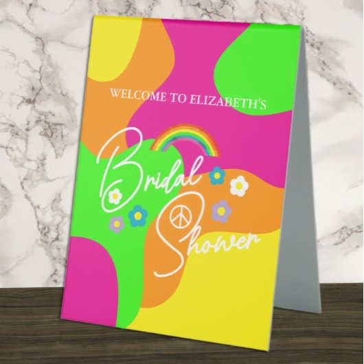 Plaque De Table Mariage rétro funky sous forme de shower