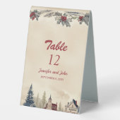 Plaque De Table Mariage romantique d'hiver Numéro de table (Verso)