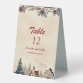 Plaque De Table Mariage romantique d'hiver Numéro de table (Recto)