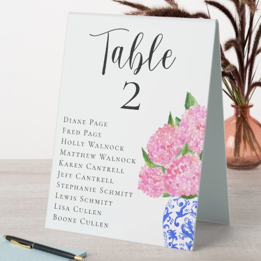 Plaque De Table Mariage rose Hydrangea Sièges Numéros de tableau (En SItu (Tableau))