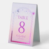 Plaque De Table Mariage Rose Soleil Lune Étoiles Coucher Céleste (Verso)