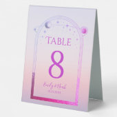 Plaque De Table Mariage Rose Soleil Lune Étoiles Coucher Céleste (Verso)