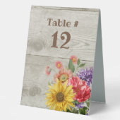 Plaque De Table Mariage Rustique Faux bois et fleurs (Recto)