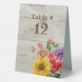 Plaque De Table Mariage Rustique Faux bois et fleurs (Verso)