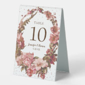 Plaque De Table Mariage rustique rose floral (Recto)