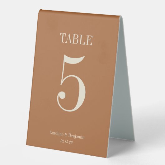 Plaque De Table Mariage Simple Élégant Classique Terracotta Élégan (Recto)