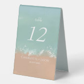 Plaque De Table Mariage simple été plage de bord de mer (Recto)