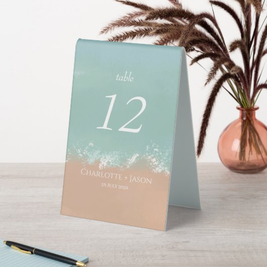 Plaque De Table Mariage simple été plage de bord de mer (En SItu (Tableau))