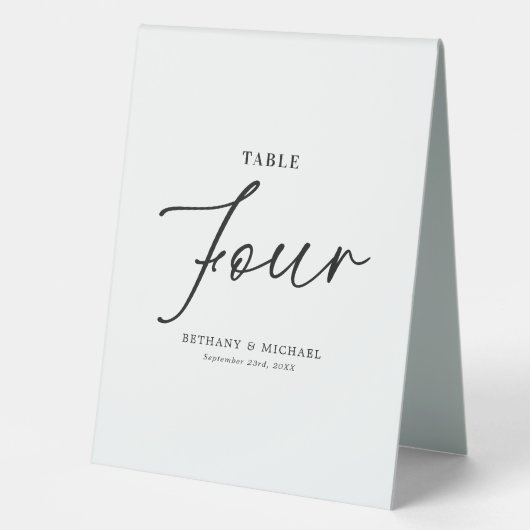 Plaque De Table Mariage simple Numéro de tableau 4 Panneau de tent (Recto)