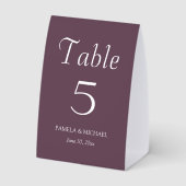 Plaque De Table Mariage Simple Style Aubergine (Verso)