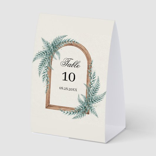 Plaque De Table Mariage sous une arche en bois avec feuillage de f (Recto)