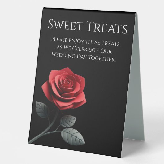 Plaque De Table Mariage Sweet Traitements Signal unique Rouge Rose (Recto)
