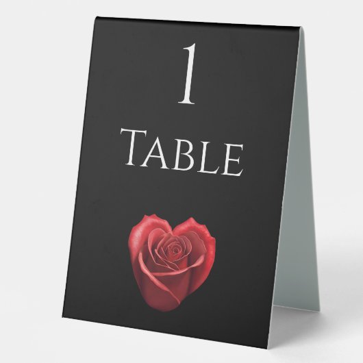 Plaque De Table Mariage Tableau Numéro Coeur En Forme Rouge Rose- (Recto)