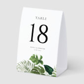 Plaque De Table Mariage Tropical Monstera Fleurs et Feuillage Aqua (Verso)