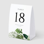 Plaque De Table Mariage Tropical Monstera Fleurs et Feuillage Aqua (Recto)