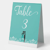 Plaque De Table Mariage Turquoise Blanc Élégant Mariage (Recto)