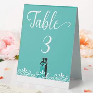 Plaque De Table Mariage Turquoise Blanc Élégant Mariage