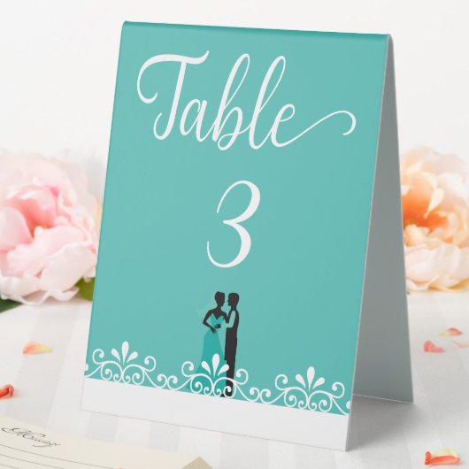 Plaque De Table Mariage Turquoise Blanc Élégant Mariage (In SItu (Mariage))