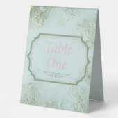 Plaque De Table Mariage Turquoise Fleurs blanches Pastel (Recto)