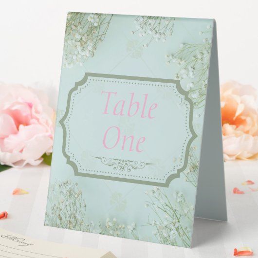 Plaque De Table Mariage Turquoise Fleurs blanches Pastel (In SItu (Mariage))