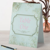 Plaque De Table Mariage Turquoise Fleurs blanches Pastel (En SItu (Tableau))