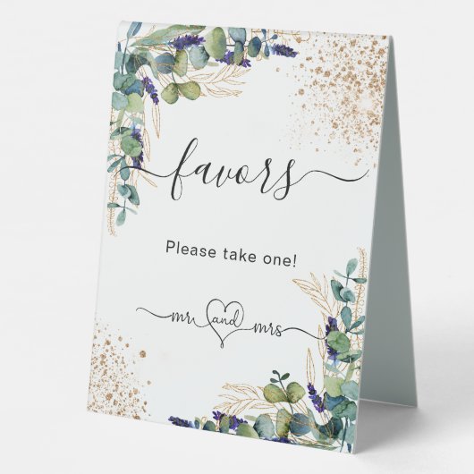 Plaque De Table Mariage vert Eucalyptus pour les invités (Verso)