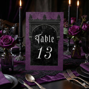 Plaque De Table Mariage Violet Gothique Corbeau Noir & Arche Noire
