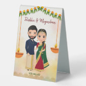 Plaque De Table Marigold guirlande avec couple hindou mariage tamo (Recto)