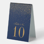 Plaque De Table Marine Blue & Glam Gold Confetti Mariage Table No. (Recto)