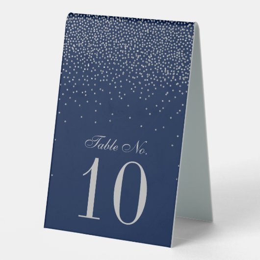 Plaque De Table Marine Blue & Glam Silver Confetti Mariage Table N (Verso)