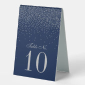 Plaque De Table Marine Blue & Glam Silver Confetti Mariage Table N (Recto)