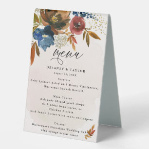 Plaque De Table Marine et rouille Boho Floral Mariage Menu & Merci