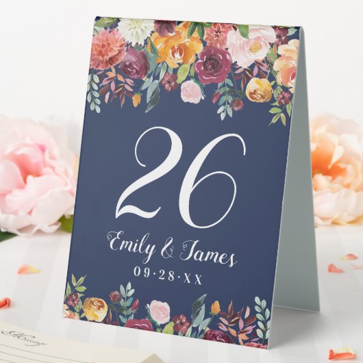 Plaque De Table Marine Rustique Bourgogne Automne Floral Mariage M (In SItu (Mariage))