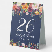 Plaque De Table Marine Rustique Bourgogne Automne Floral Mariage M (Verso)