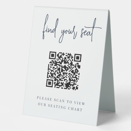 Plaque De Table Marine | Script manuscrit QR Code Mariage Siège (Recto)