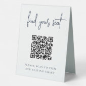 Plaque De Table Marine | Script manuscrit QR Code Mariage Siège (Verso)