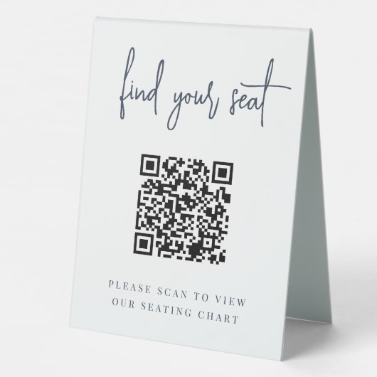 Plaque De Table Marine | Script manuscrit QR Code Mariage Siège (Verso)