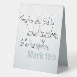 Plaque De Table Mark 10:9 Bible de mariage Verse