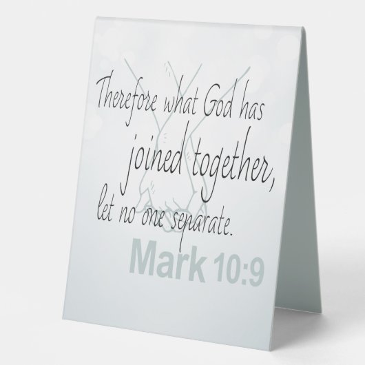 Plaque De Table Mark 10:9 Bible de mariage Verse (Recto)