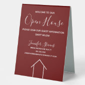 Plaque De Table Maroon Open House Custom Real Estate Company (Recto)