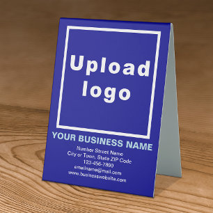Plaque De Table Marque d'affaires sur panneau de table bleue
