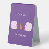 Plaque De Table Marshmallows mignons roses par dessin animé sur le (Recto)