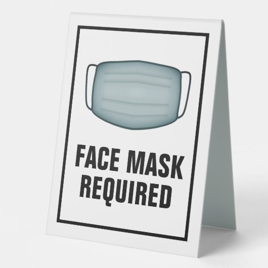 Plaque De Table Masque de visage requis (Recto)
